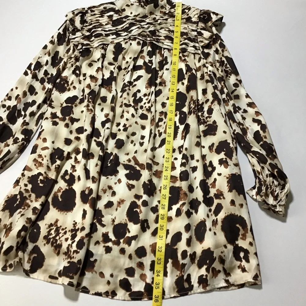 Entro Cow Print Ruffled Long Sleeve Mini Dress - Picture 12 of 16